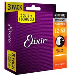 Elixir Nanoweb 12-53 Bronze 3 Pack