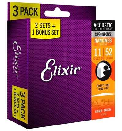 Elixir Nanoweb 11-52 Phosphor 3 Pack