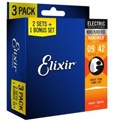 Elixir žice Electric 9-42 NANOWEB 3 Pack