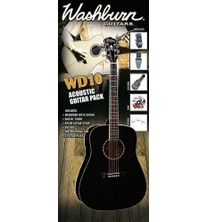 Washburn WD10B Acoustic Guitar Pack - Black